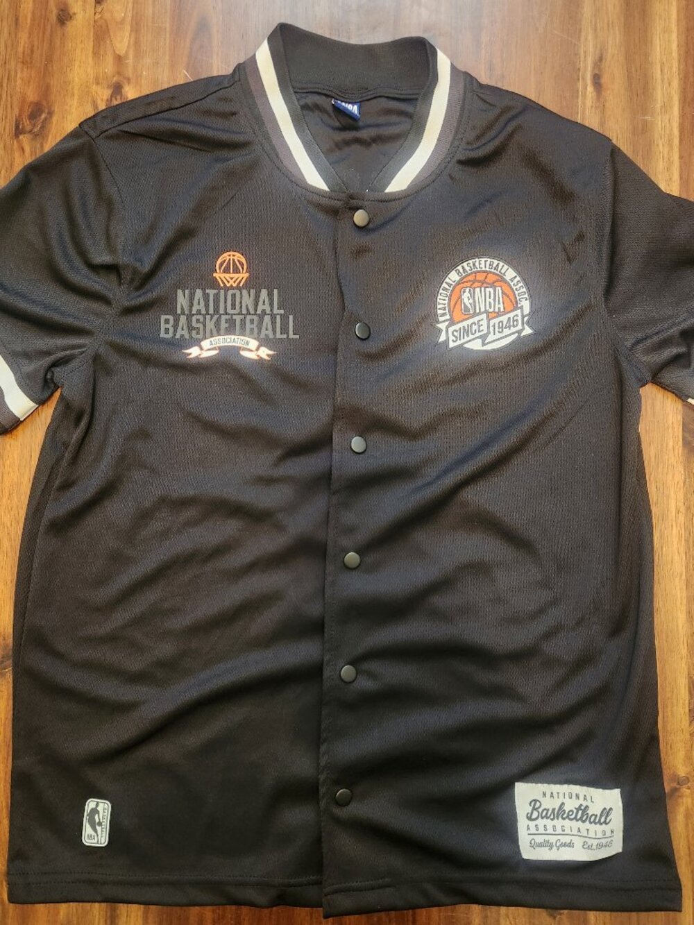 NBA Black Mesh Short Sleeve Button Up Jacket Vintage Style
